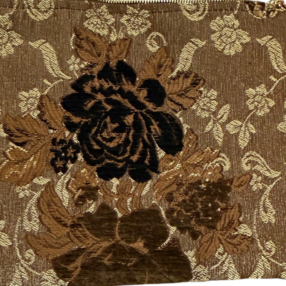 Vtg Crown Lewis Tapestry Wristlet Clutch Lampo Zipper Floral Velvet Brocade - Picture 4 of 8